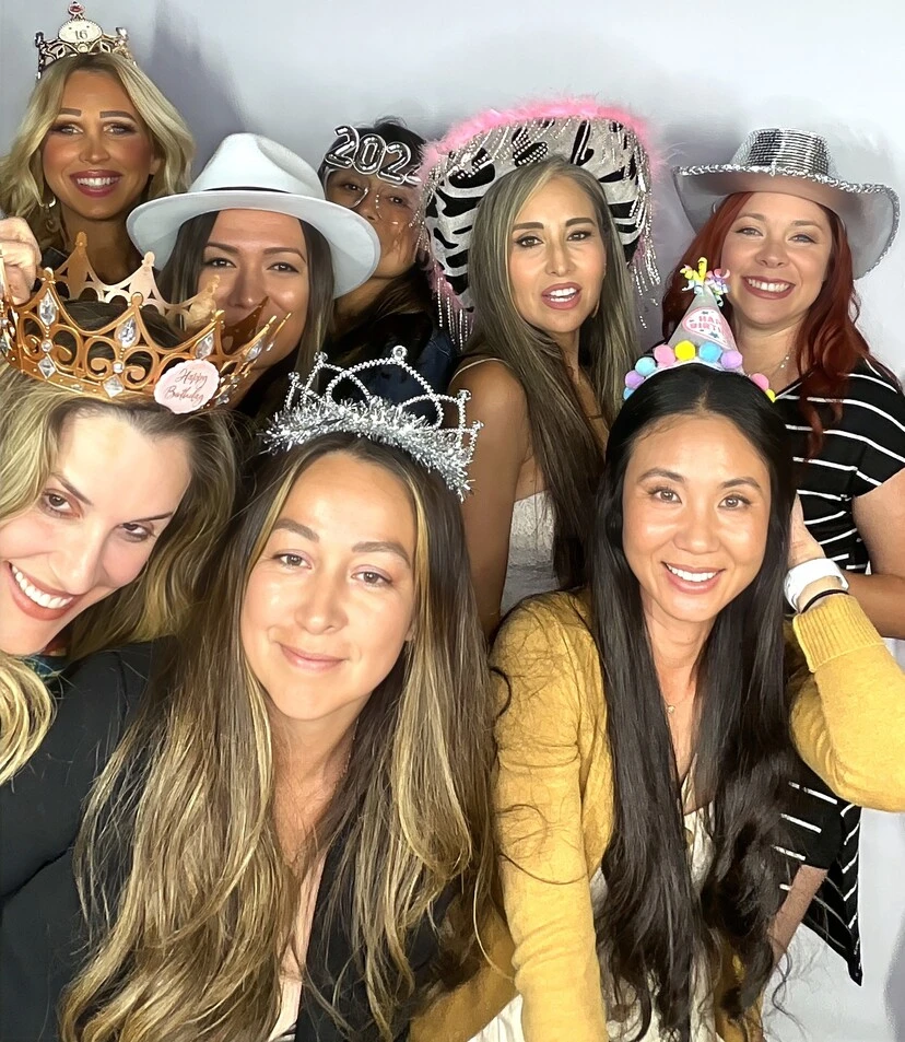 Friends pose at a Los Angeles celebration.