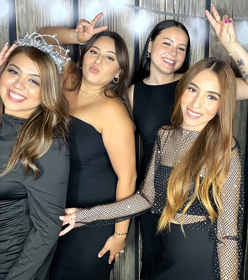 Friends pose at a Los Angeles celebration.