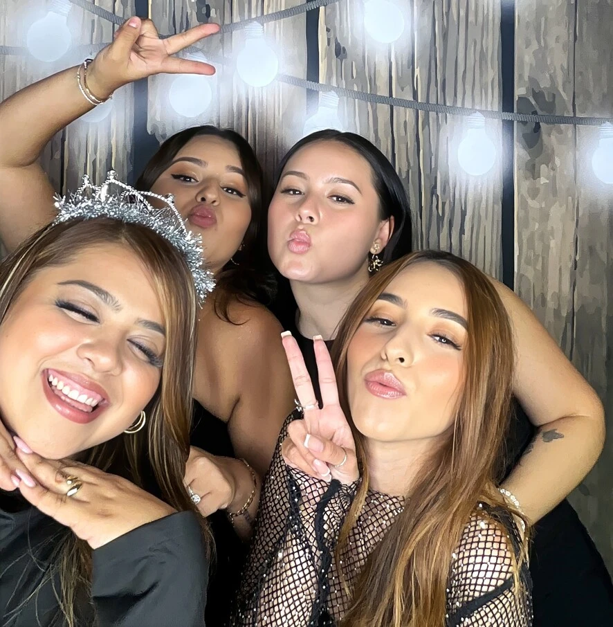 Friends pose at a Los Angeles celebration.