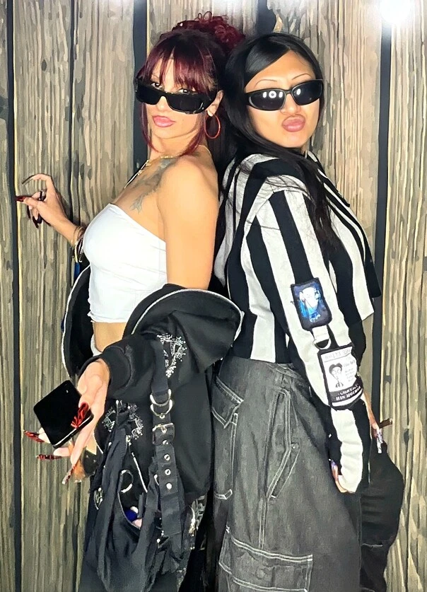 Party guests pose at a Los Angeles celebration.