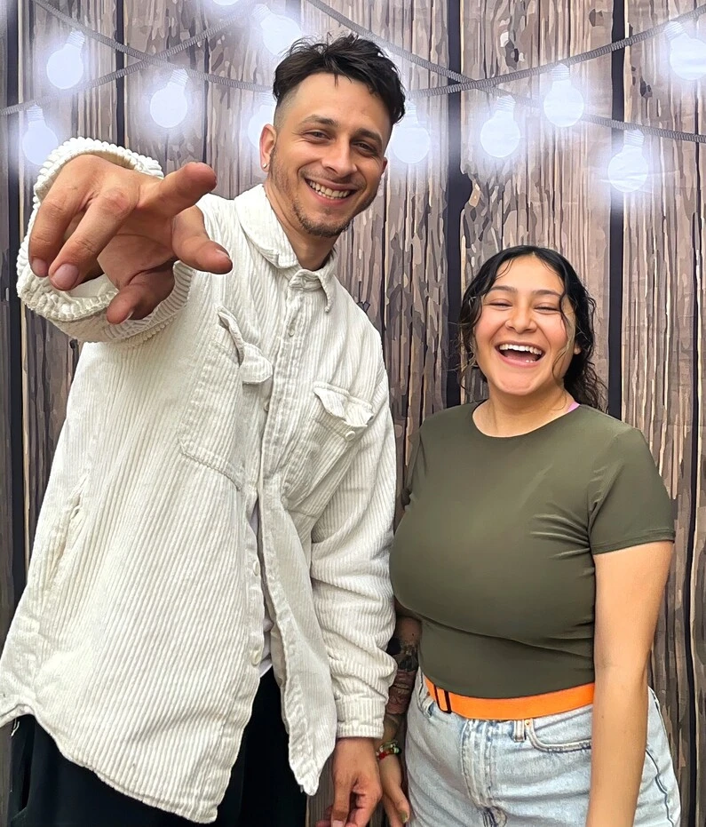 A couple poses at a Los Angeles celebration.