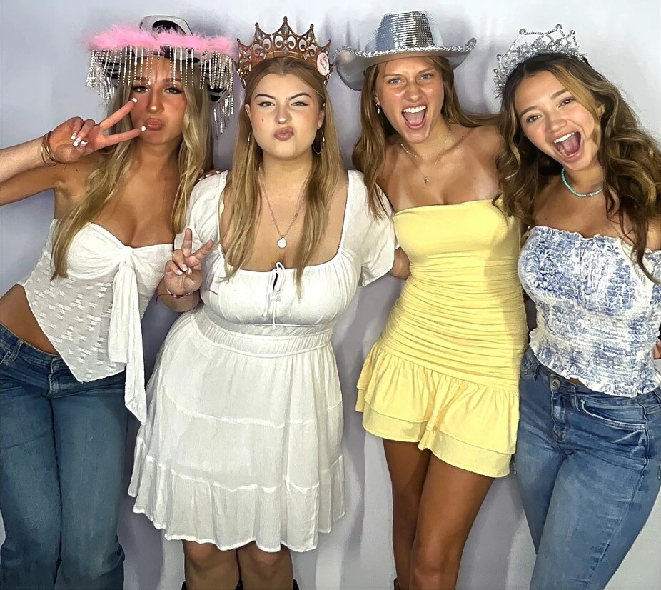 A group of guests poses at a Los Angeles celebration.